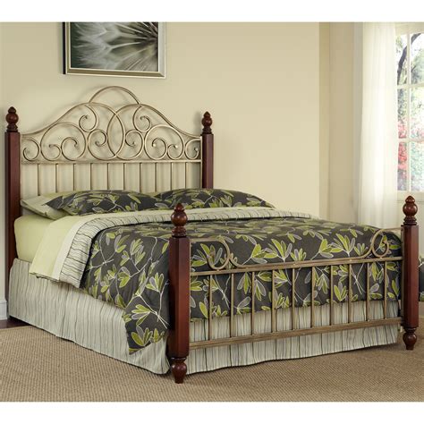 French Country King Bed Frame Solid Wood Bedroom Set Metal Headboard Footboard - Beds & Bed Frames