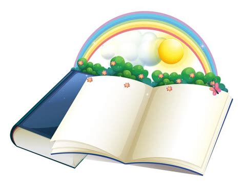 A storybook with a rainbow and plants 525989 Vector Art at Vecteezy