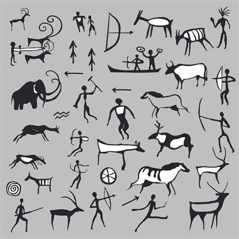 Drawings from caves, ancient arts and symbols 17527143 Vector Art at Vecteezy