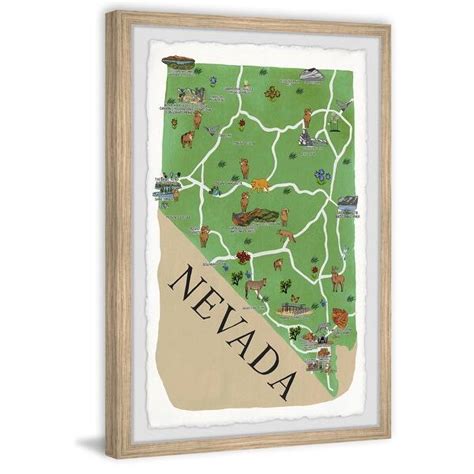 'Nevada Landmarks Map' Framed Painting Print - Bed Bath & Beyond - 33983695
