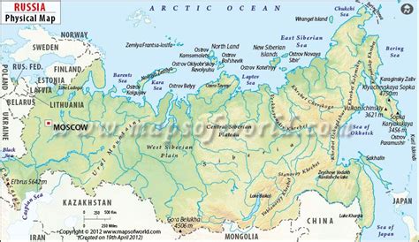 Russia Physical Map, Physical Map of Russian Federation | Physical map ...