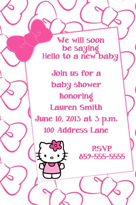 Hello Kitty Baby Shower Invitation / recuerdos para baby shower - Baby ...