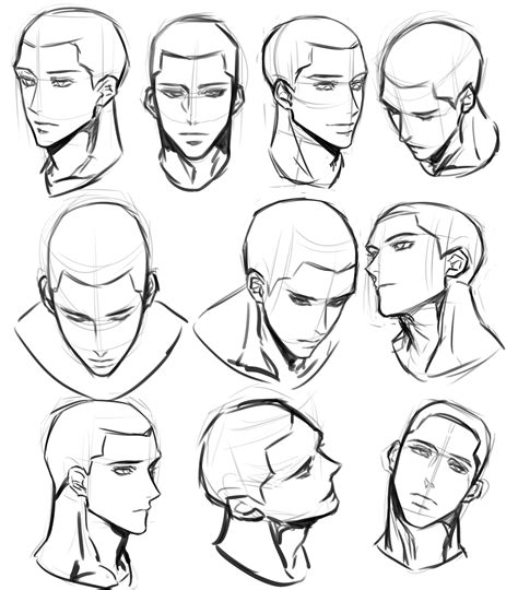 Male Anime Face Drawing Reference and Sketches for Artists