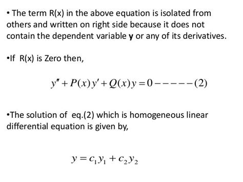 Second order homogeneous linear differential equations