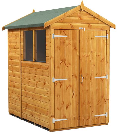 Power Apex 6x4 Garden Shed with Double Doors - Apex Roof Garden Sheds