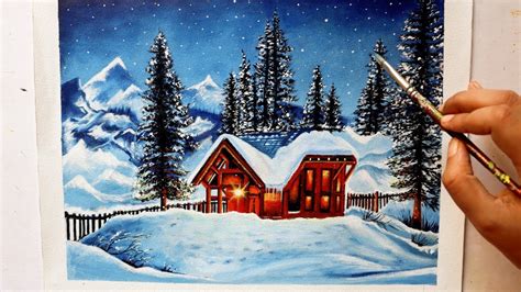 Snowy Winter Landscape | Paint With Me # 22 | Acrylic Painting | For Beginners | Tutorial - YouTube