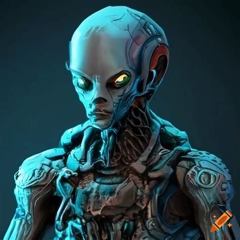 Image of an alien techno hybrid with armor