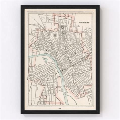 Vintage Map of Nashville, Tennessee 1901 by Ted's Vintage Art