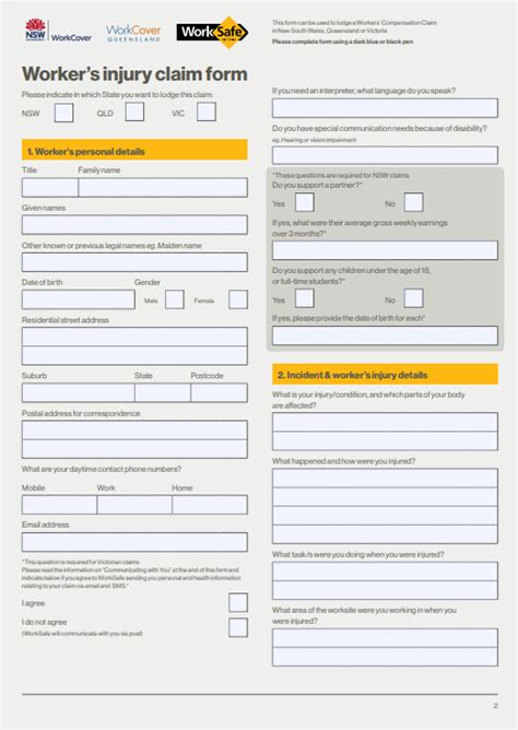 WorkCover claim form (pdf) - The Work Injury Site