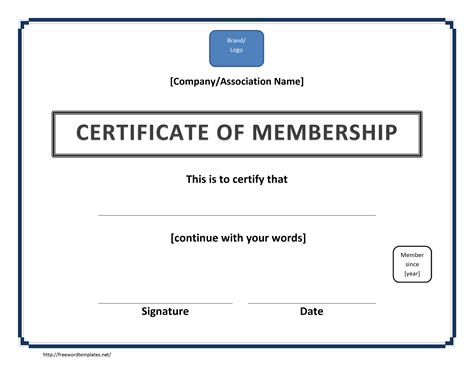 Certificate of Membership Template