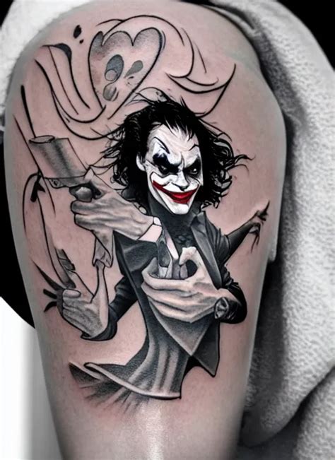 a tattoo design of a joker girl holding an ace, hyper | Stable Diffusion