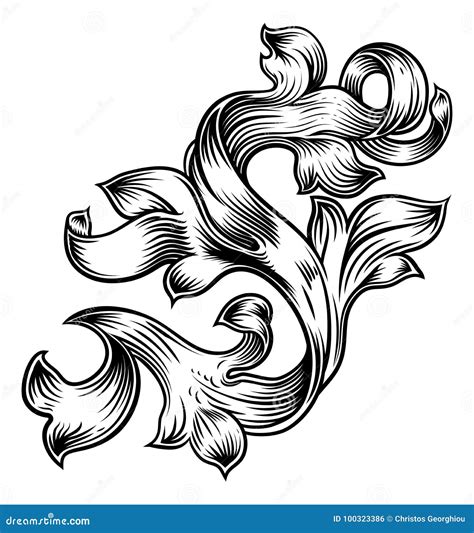 Scroll Floral Filigree Pattern Heraldry Design Stock Vector - Illustration of flourish, arms ...