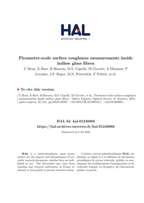 (PDF) Picometer-scale surface roughness measurements inside ... · Picometer-scale surface ...