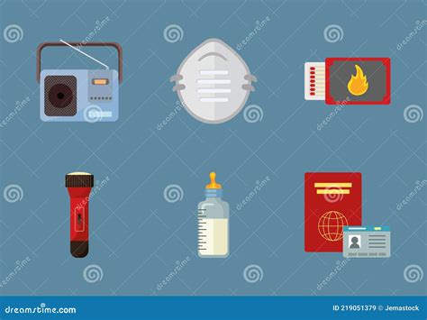 Emergency kit six icons stock vector. Illustration of items - 219051379