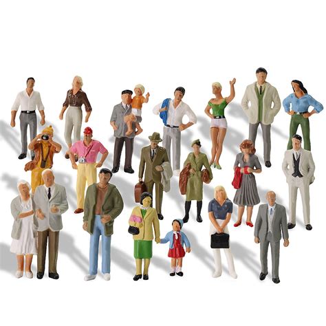 20pcs Model Trains O Scale Painted Figures 1:43 Scale Standing People ...