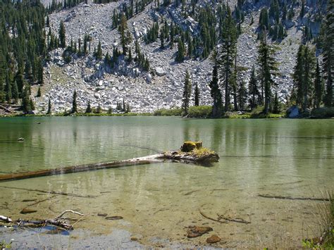 Log in Cliff Lake: Cliff Lake Trail, Lassen Volcanic National Park, California