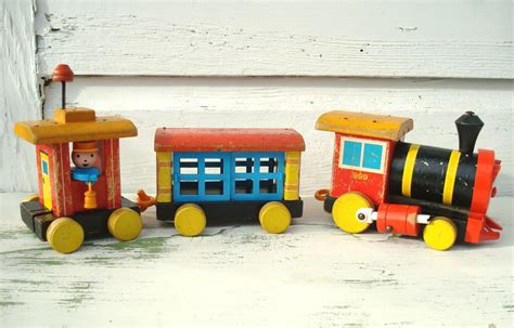 Vintage Wooden Train Fisher Price Wood Train Retro Toys