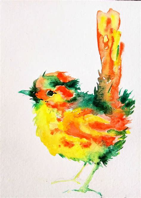 Yellow bird Painting by Daniela Vasileva | Saatchi Art