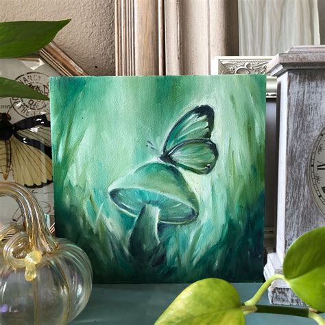 Green Abstract Butterfly and Mushroom Painting - Sierra Briggs Art ...