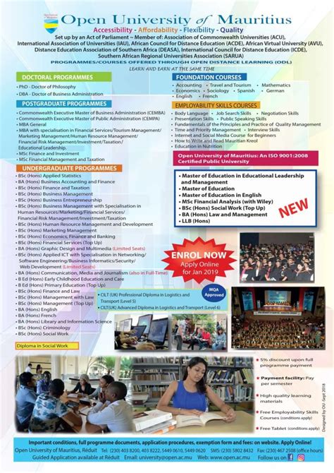 Open University of Mauritius Intake 2019 Online Application Form ...