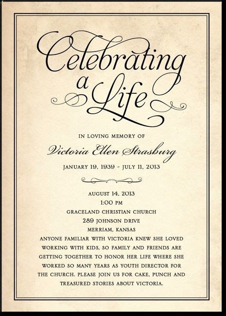 Celebrating a Life:Black | Celebration of life, Memorial service invitation, Funeral invitation