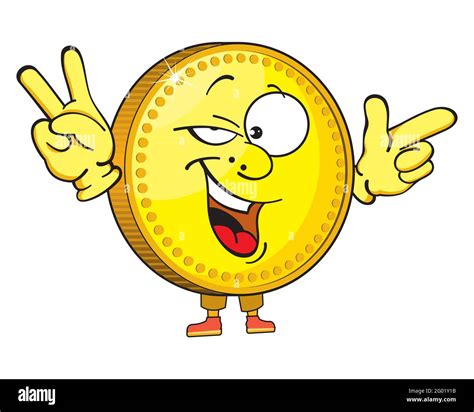 Gold coin, cute cartoon emoticon mascot. Golden Coin Cartoon Character ...