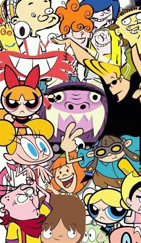 many cartoon characters are grouped together to form a collage with each other's faces