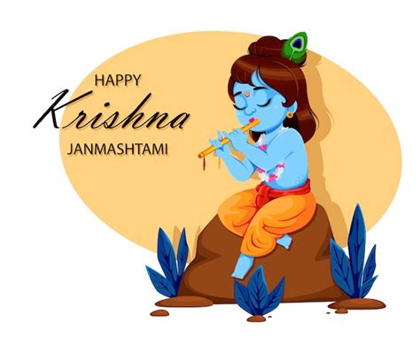 Premium Vector | Happy krishna janmashtami. lord krishna