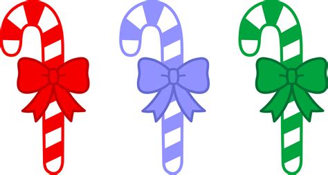 Three Candy Canes With Bows - Free Clip Art