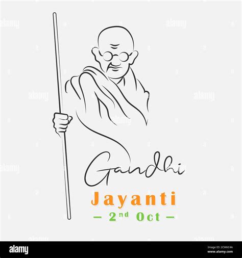 Happy Gandhi Jayanti, 2nd Oct, Mahatma Gandhi sketch poster, vector ...