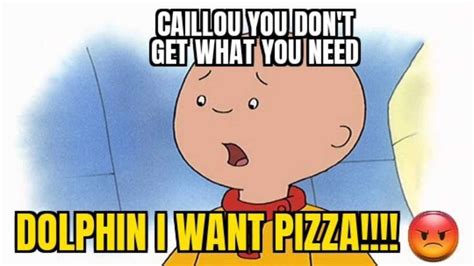 a cartoon character with the caption, dolpin i want pizza call you don't get what you need