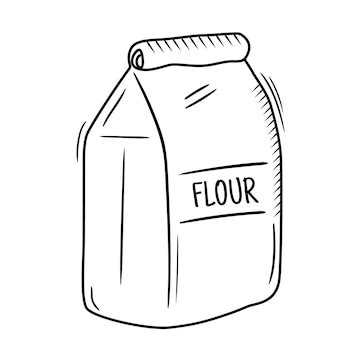 Premium Vector | Sketch drawing of flour in paper package Grocery product doodle Outline icon