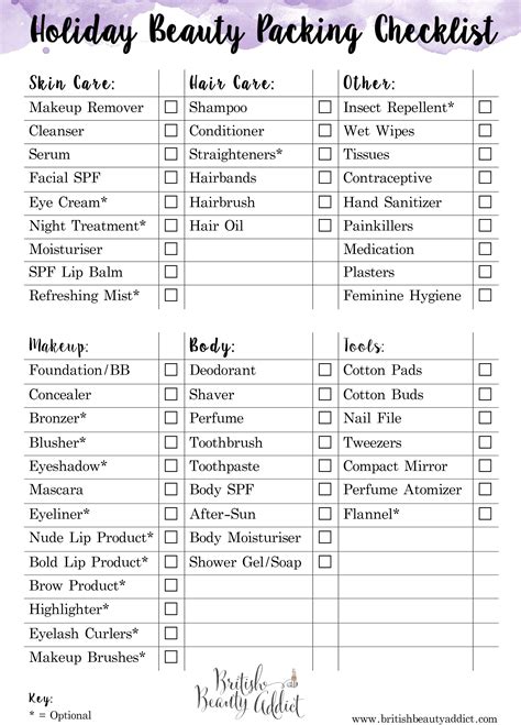 Holiday Beauty Packing & Printable Checklist | Holiday checklist, Holiday packing lists, Packing ...