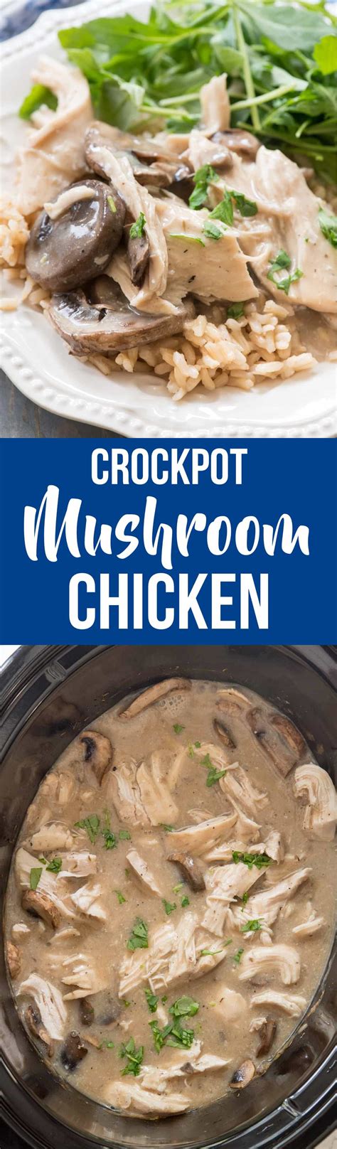 Crockpot Mushroom Chicken - this easy slow cooker chicken recipe is a quick and delicious way to ...