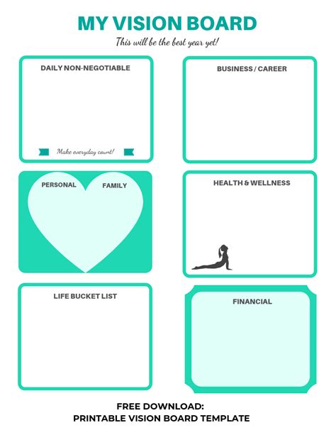 Free Download: Printable Vision Board Template | Vision board template ...