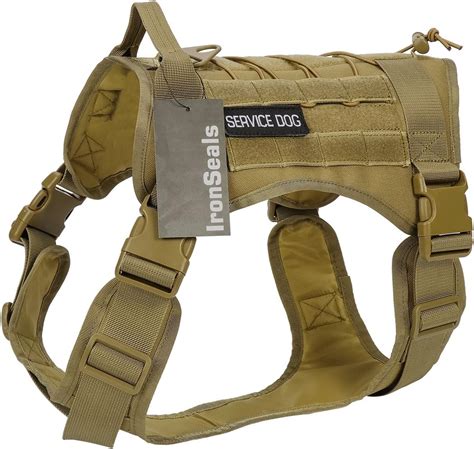 IronSeals Tactical Service Dog Vest Military Patrol K9 Dog Harness Molle Dog Vest Harness with ...