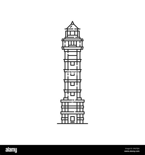 Jainism religion symbol, Jain victory tower or Kirti Stambha, vector icon. Jainism religious ...