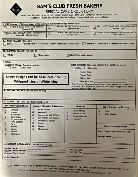 Sams Club Cake Order Form 2023 - Printable Forms Free Online