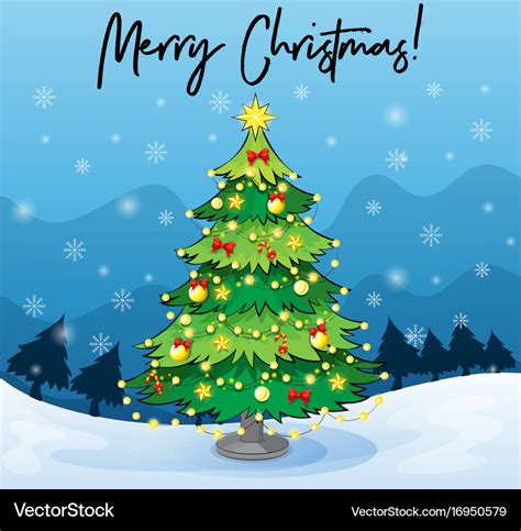 Merry christmas card template with tree Royalty Free Vector