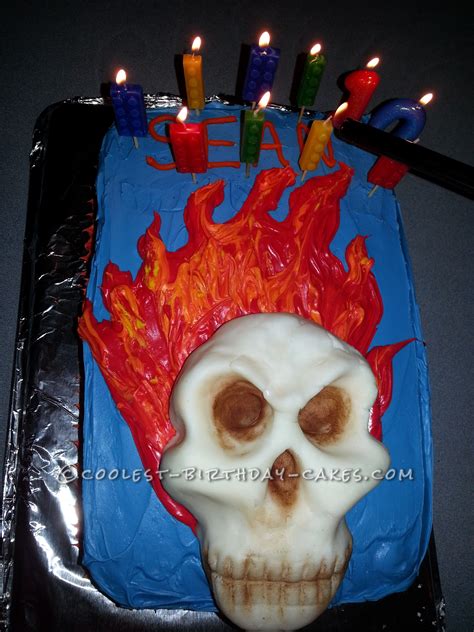 Super-Cool Flaming Skull Cake for 10-Year-Old Boy