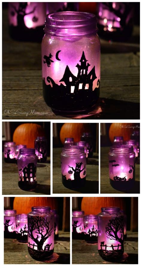 DIY Upcycled Halloween Village Luminaries Craft - Oh So Savvy Mom