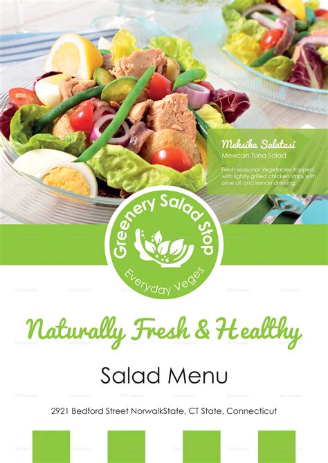 Salad Menu Design Template in PSD, Word, Publisher, Illustrator, InDesign