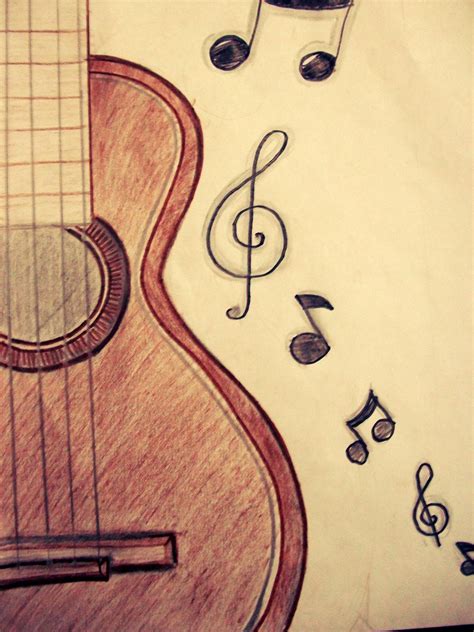 Resultado de imagen para dibujo de guitarra a lapiz | Art drawings simple, Art drawings sketches ...