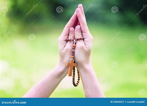 Praying with Rosary, Religious Background Stock Image - Image of cross, nature: 55894027