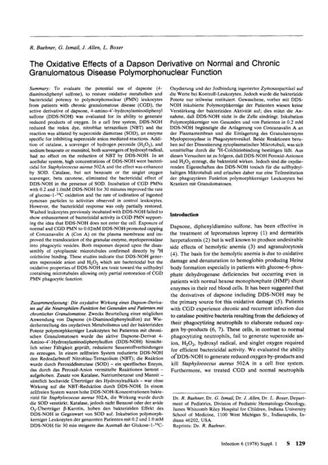 (PDF) The oxidative effects of a dapson derivative on normal and chronic granulomatous disease ...