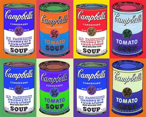 Pop artist Andy Warhol's famous Campbell's soup cans that led the visual art movement in the ...