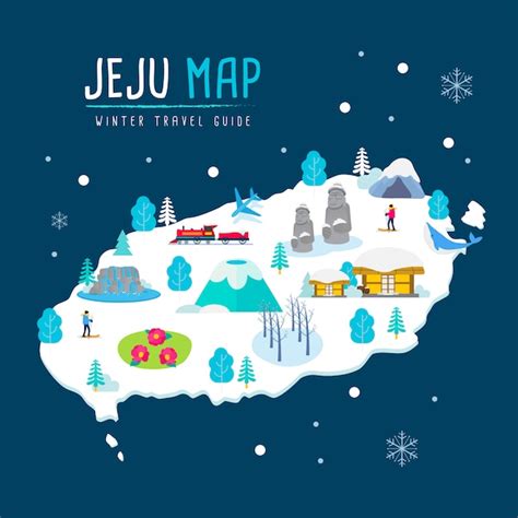 Premium Vector | Jeju island winter travel map