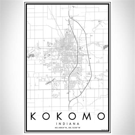 Kokomo - Indiana Classic Map Print in 2020 | Kokomo, Map print, Kokomo indiana