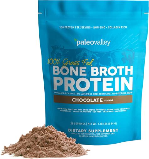 Paleovalley Grass Fed Bone Broth Protein Powder - Chocolate Flavor in ...