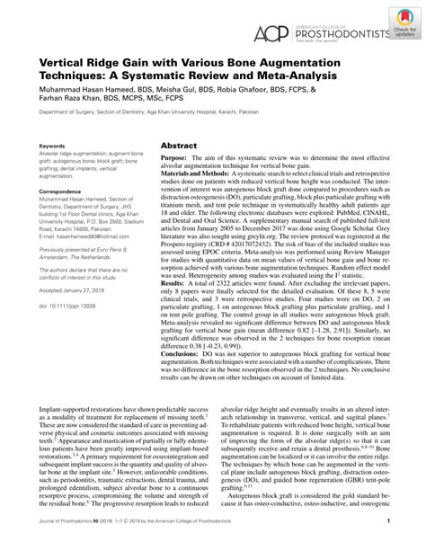 (PDF) Vertical Ridge Gain with Various Bone Augmentation Techniques: A ...